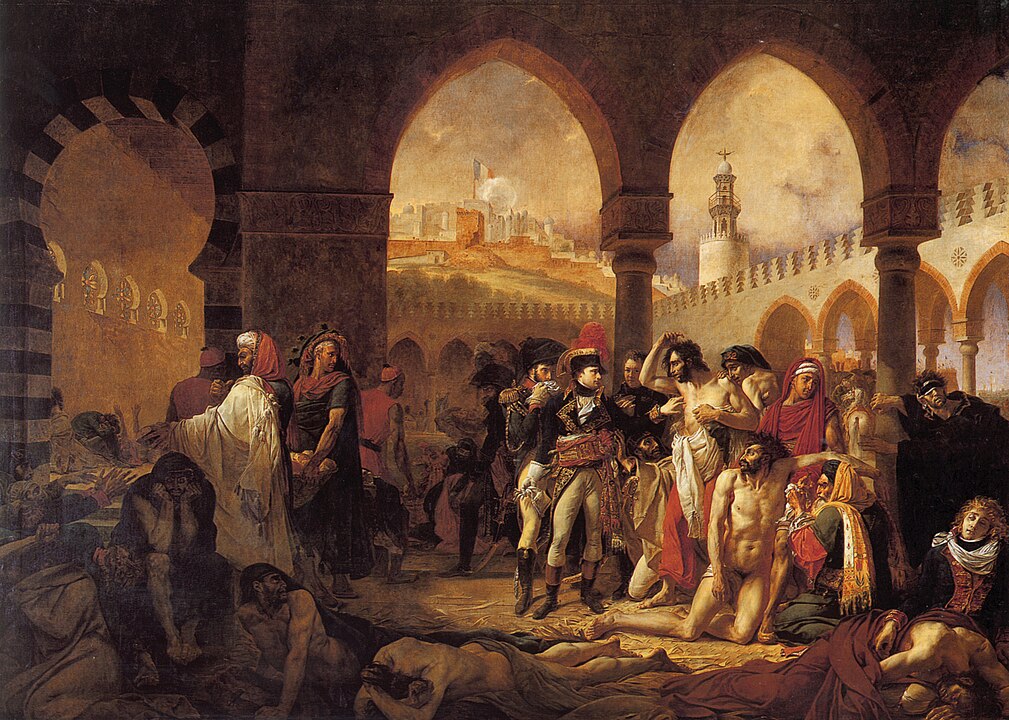 Napoleón visitando a los apestados de Jaffa, por Antoine-Jean Gros (1804).