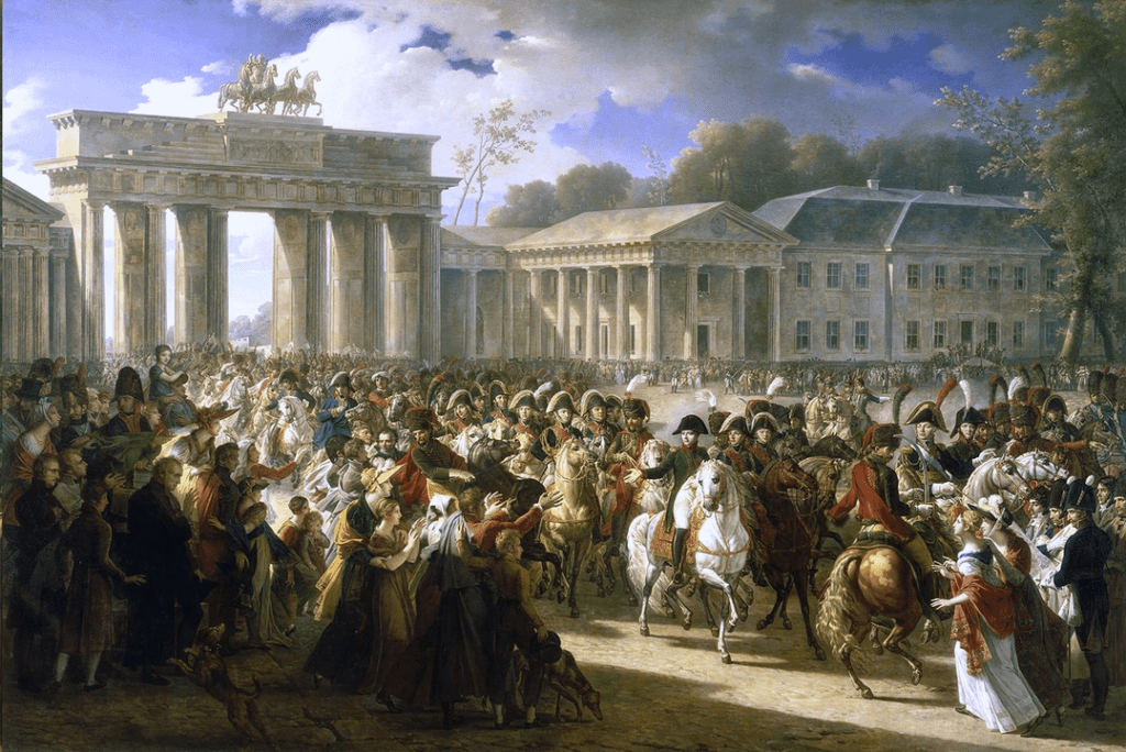 Napoleón entrando en Berlín, por Charles Meynier (1810).