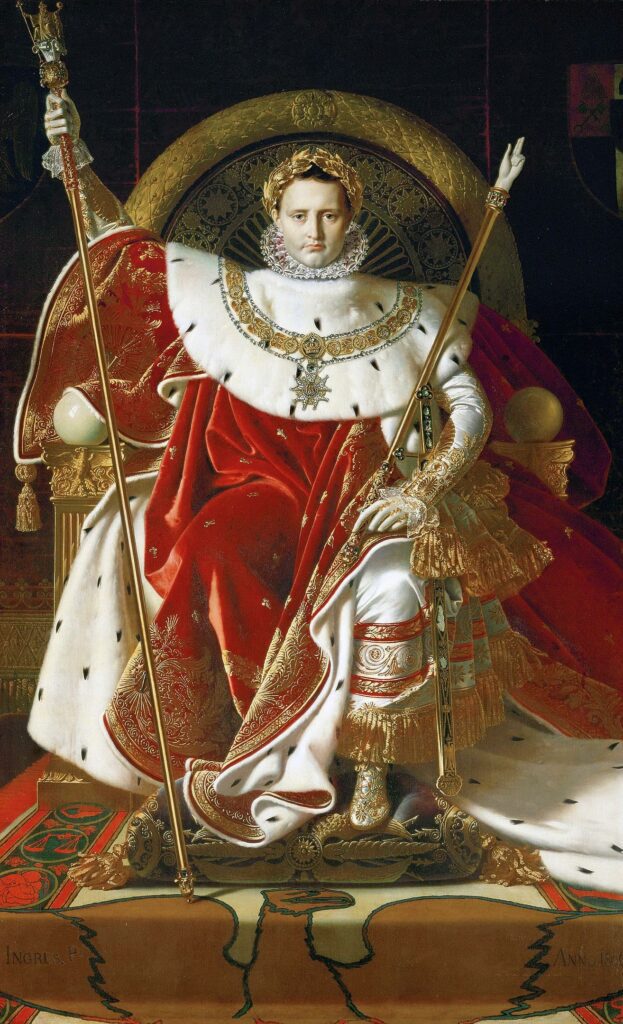 Napoleón en su trono imperial, por Jean Auguste Dominique Ingres, 1806.