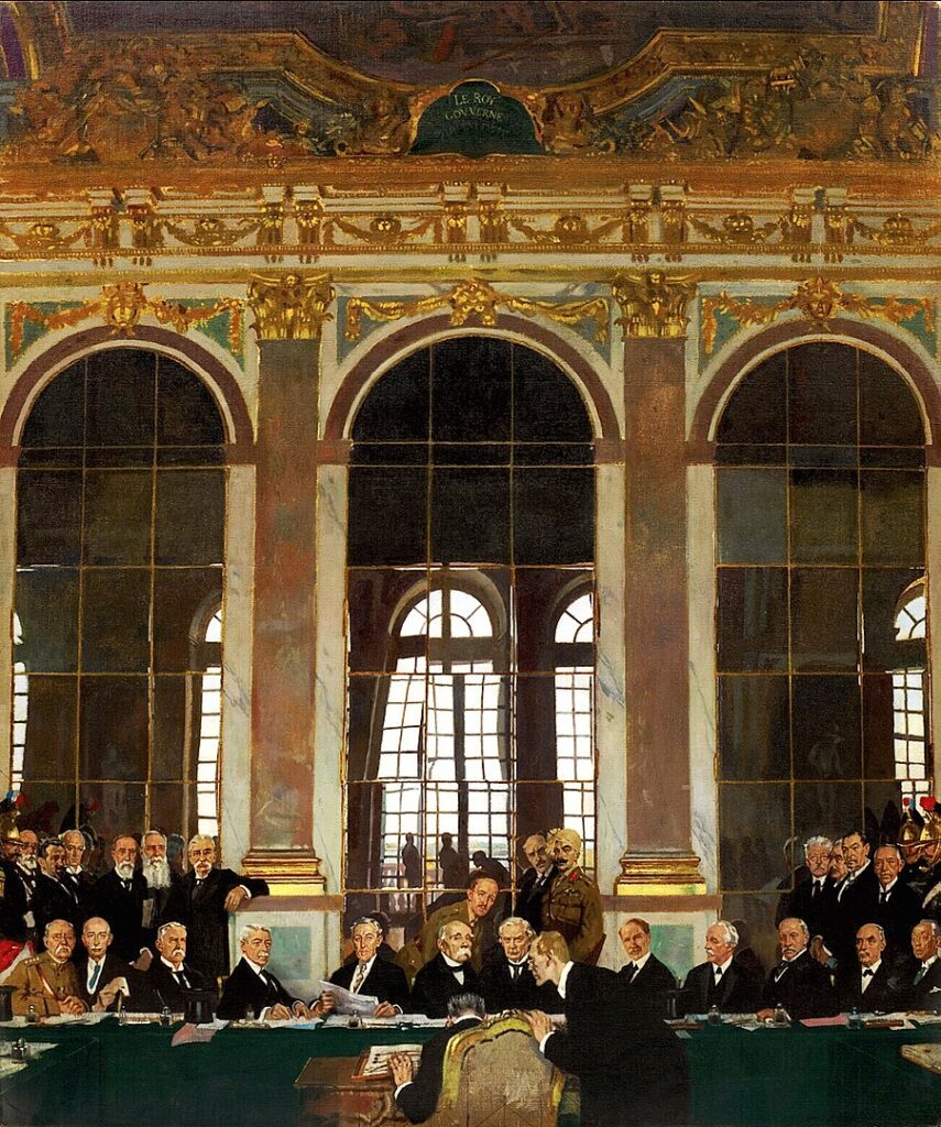 Tratado de Versalles en el que se puso fin a la Primera Guerra Mundial