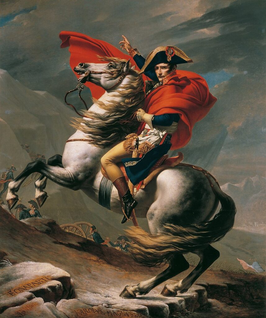 Napoleón cruzando los Alpes, obra de Jacques-Louis David.